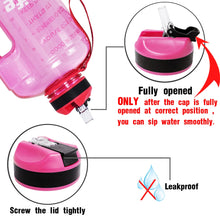 Load image into Gallery viewer, Motivational Water Bottle with Straw & Time Marker BPA Free