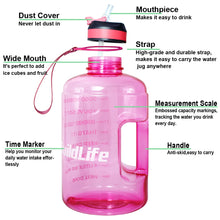 Load image into Gallery viewer, Motivational Water Bottle with Straw & Time Marker BPA Free