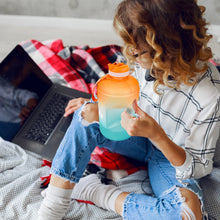 Load image into Gallery viewer, Motivational Water Bottle with Straw & Time Marker BPA Free