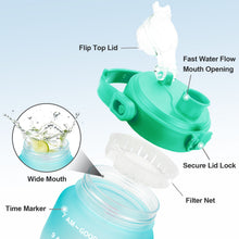 Load image into Gallery viewer, Motivational Water Bottle With Time Marker BPA Free
