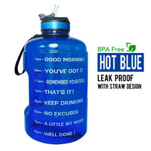 Load image into Gallery viewer, Motivational Water Bottle with Straw & Time Marker BPA Free