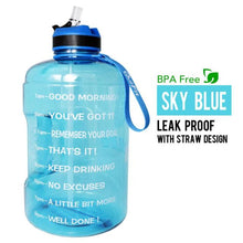 Load image into Gallery viewer, Motivational Water Bottle with Straw & Time Marker BPA Free