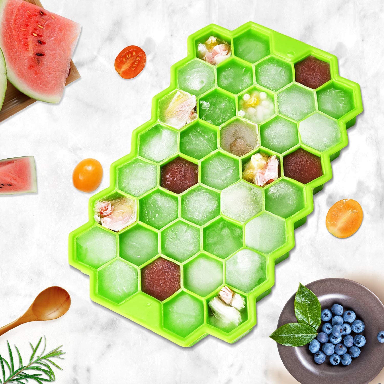 Honeycomb Hexagon Ice Cube Silicone Mold With Lid Options